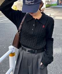 solleim（ソルレム）の「［26SS新色追加］RANAN/solleim別注【U.S.POLO ASSN.】刺繍長袖ケーブルポロニット（ニット/セーター）」