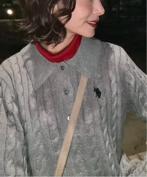 セール】RANAN/solleim別注【U.S.POLO ASSN.】刺繍長袖ケーブルポロ