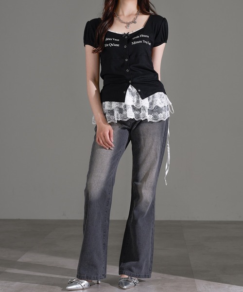apres jour mignon（アプレジュールミニョン）の「リボンレーストップス【ZOZOTOWN限定アイテム】（Tシャツ/カットソー・レディース・アイボリー/ブラック/杢グレー/ブラウン系その他・X-LARGE/フリー）」の12枚目の写真