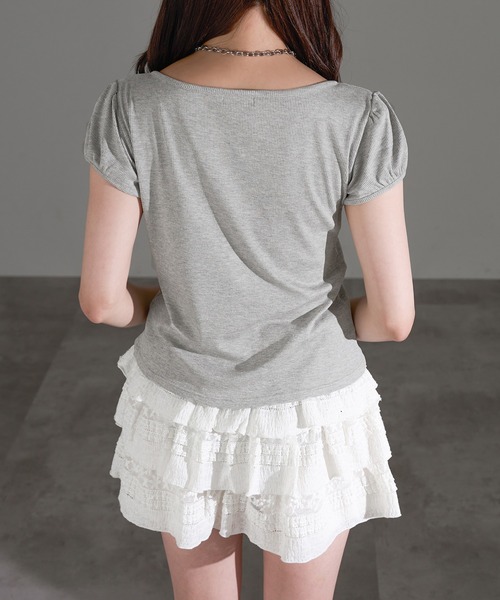 apres jour mignon（アプレジュールミニョン）の「リボンレーストップス【ZOZOTOWN限定アイテム】（Tシャツ/カットソー・レディース・アイボリー/ブラック/杢グレー/ブラウン系その他・X-LARGE/フリー）」の16枚目の写真