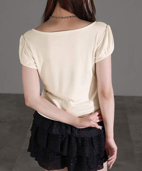 apres jour mignon（アプレジュールミニョン）の「リボンレーストップス【ZOZOTOWN限定アイテム】（Tシャツ/カットソー・レディース・アイボリー/ブラック/杢グレー/ブラウン系その他・X-LARGE/フリー）」の22枚目の写真