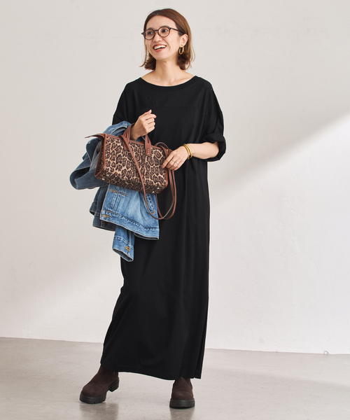 FRAMeWORK（フレームワーク）の「≪追加≫コットンジャージーマキシワンピース 3（ワンピース・レディース・ブラック/レッド・36/38）」の4枚目の写真