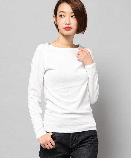 AZUL by moussy（アズールバイマウジー）の「タックフライス ボートN長袖PO（Tシャツ/カットソー・レディース・ブラック/オフホワイト・MEDIUM/SMALL/LARGE）」の2枚目の写真
