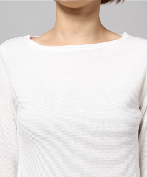 AZUL by moussy（アズールバイマウジー）の「タックフライス ボートN長袖PO（Tシャツ/カットソー・レディース・ブラック/オフホワイト・MEDIUM/SMALL/LARGE）」の7枚目の写真