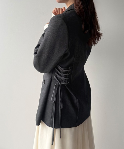 H127*フランコフェラーロ☆フリル☆デザイン☆テーラードジャケット☆グレー☆2 Princess Lace Frill Jacket プリンセスレースフリルジャケット