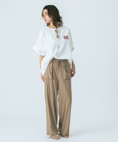 ROSE BUD(ローズバッド)の「(GENE HEAVENS)EMBROIDERY BIG TEE(Tシャツ/カットソー・レディース・ホワイト/チャコール・ONE SIZE)」の4枚目の写真