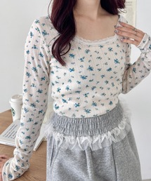 SOLLON. | レース付きフラワートップス(Tシャツ/カットソー)