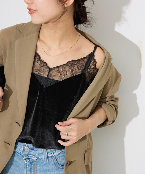 MILLER（ミラー）の「miller/ミラー  SLOBE別注 ベロアレースミャミソール（キャミソール・レディース・スカイブルー/ブラック・FREE）」の17枚目の写真