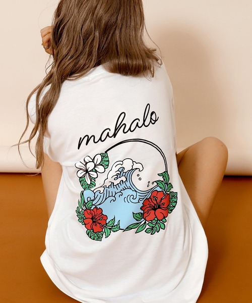 anap mimpi(アナップミンピ)の「ハワイアン プリント オーバーサイズ Tシャツ(Tシャツ/カットソー・レディース・ミント/ライトイエロー/オフホワイト・FREE)」の2枚目の写真