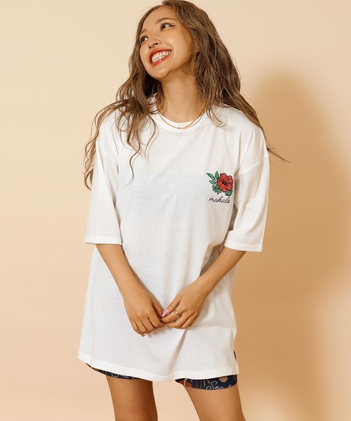 anap mimpi(アナップミンピ)の「ハワイアン プリント オーバーサイズ Tシャツ(Tシャツ/カットソー・レディース・ミント/ライトイエロー/オフホワイト・FREE)」の9枚目の写真