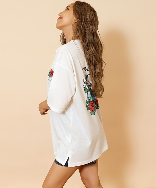 anap mimpi(アナップミンピ)の「ハワイアン プリント オーバーサイズ Tシャツ(Tシャツ/カットソー・レディース・ミント/ライトイエロー/オフホワイト・FREE)」の10枚目の写真