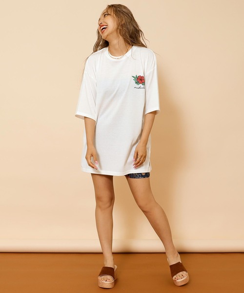 anap mimpi(アナップミンピ)の「ハワイアン プリント オーバーサイズ Tシャツ(Tシャツ/カットソー・レディース・ミント/ライトイエロー/オフホワイト・FREE)」の12枚目の写真