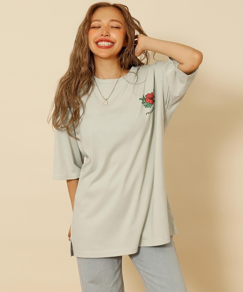 anap mimpi(アナップミンピ)の「ハワイアン プリント オーバーサイズ Tシャツ(Tシャツ/カットソー・レディース・ミント/ライトイエロー/オフホワイト・FREE)」の14枚目の写真