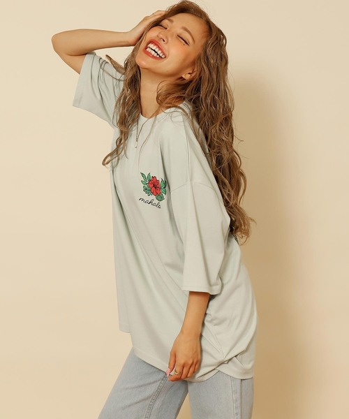 anap mimpi(アナップミンピ)の「ハワイアン プリント オーバーサイズ Tシャツ(Tシャツ/カットソー・レディース・ミント/ライトイエロー/オフホワイト・FREE)」の15枚目の写真