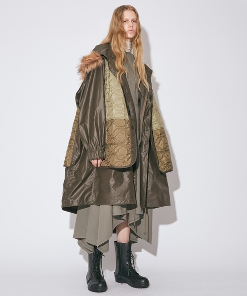 beautiful people（ビューティフルピープル）の「multilayering highc-ount chintz modscoat（モッズコート・レディース・オリーブ/ネイビー・38/40）」の2枚目の写真