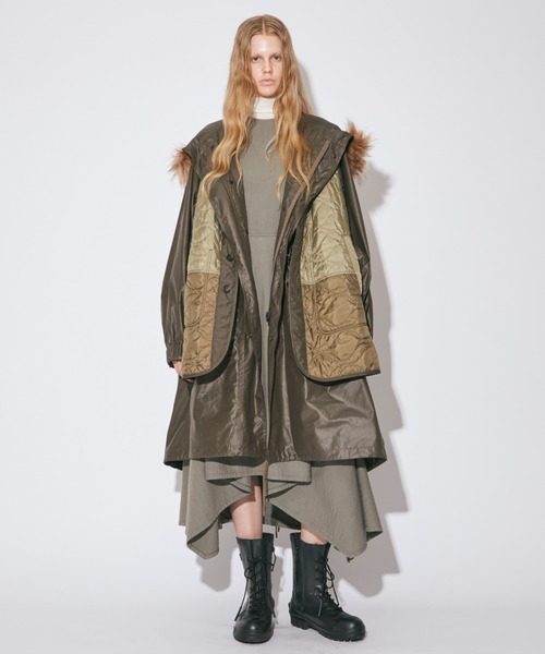 beautiful people（ビューティフルピープル）の「multilayering highc-ount chintz modscoat（モッズコート・レディース・オリーブ/ネイビー・38/40）」の9枚目の写真