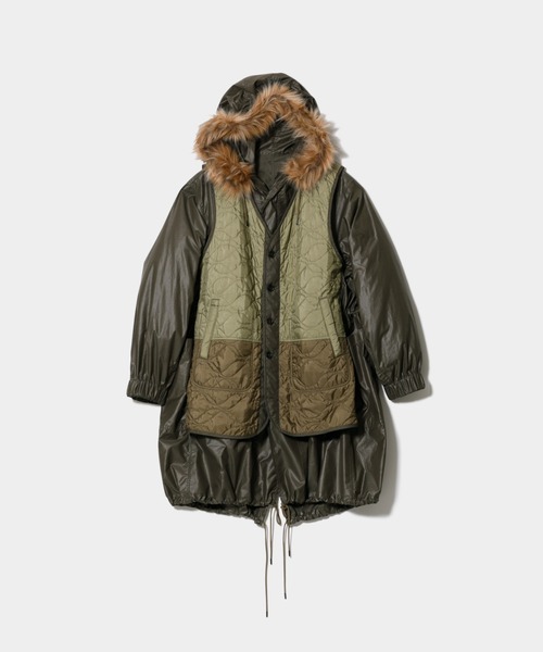 beautiful people（ビューティフルピープル）の「multilayering highc-ount chintz modscoat（モッズコート・レディース・オリーブ/ネイビー・38/40）」の3枚目の写真