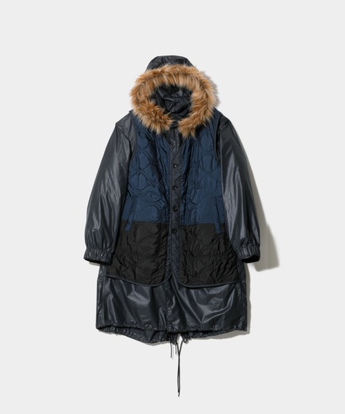 beautiful people（ビューティフルピープル）の「multilayering highc-ount chintz modscoat（モッズコート・レディース・オリーブ/ネイビー・38/40）」の4枚目の写真