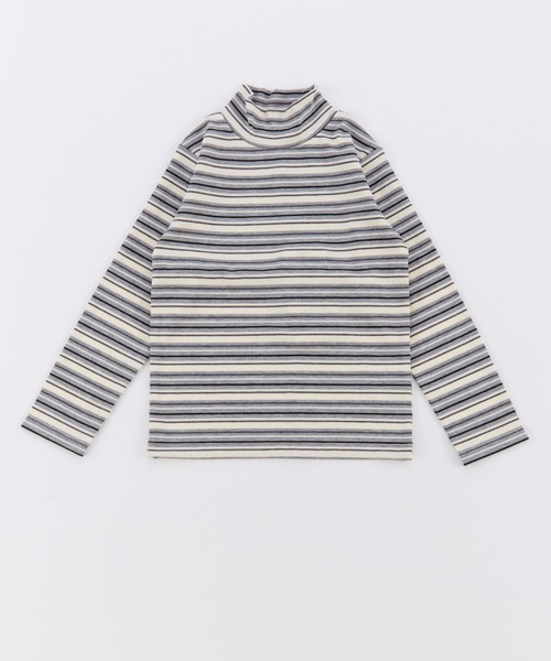 Ocean&Ground（オーシャン&グラウンド）の「Jr.ﾀｰﾄﾙﾈｯｸﾎﾞｰﾀﾞｰﾘﾌﾞTｼｬﾂ（ニット/セーター・キッズ・グレー/マルチ/グリーン/ブラウン・160/150）」の2枚目の写真