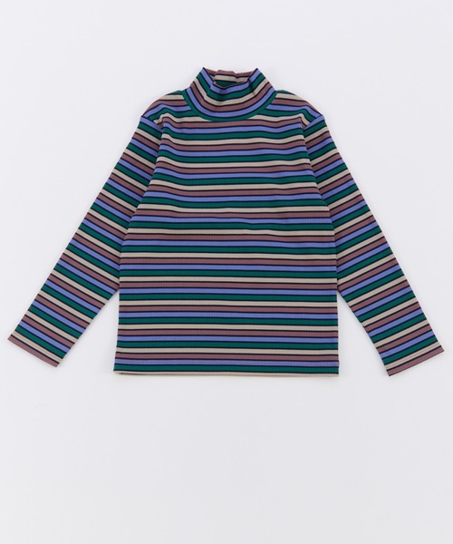 Ocean&Ground（オーシャン&グラウンド）の「Jr.ﾀｰﾄﾙﾈｯｸﾎﾞｰﾀﾞｰﾘﾌﾞTｼｬﾂ（ニット/セーター・キッズ・グレー/マルチ/グリーン/ブラウン・160/150）」の3枚目の写真