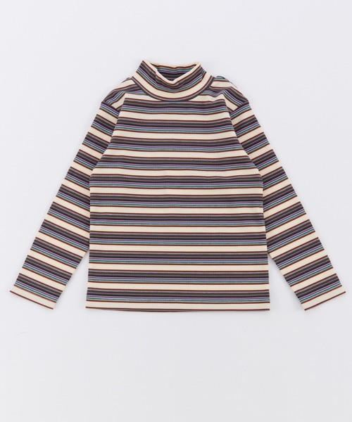 Ocean&Ground（オーシャン&グラウンド）の「Jr.ﾀｰﾄﾙﾈｯｸﾎﾞｰﾀﾞｰﾘﾌﾞTｼｬﾂ（ニット/セーター・キッズ・グレー/マルチ/グリーン/ブラウン・160/150）」の4枚目の写真