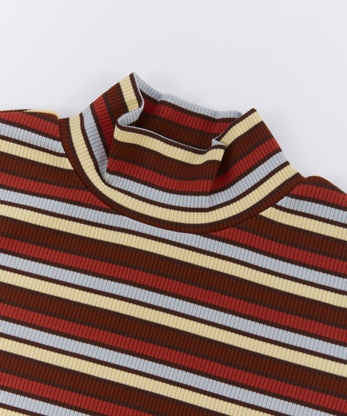 Ocean&Ground（オーシャン&グラウンド）の「Jr.ﾀｰﾄﾙﾈｯｸﾎﾞｰﾀﾞｰﾘﾌﾞTｼｬﾂ（ニット/セーター・キッズ・グレー/マルチ/グリーン/ブラウン・160/150）」の15枚目の写真