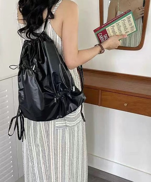 巾着プリーツバックパック ナップサック（バックパック/リュック