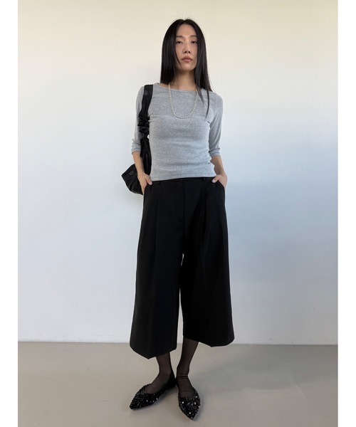 Didot.showroom（ディドット ショールーム）の「【DIDOT.】ツータックワイドミディスラックス（スラックス・レディース・ブラック/ネイビー/チャコール・M/S）」の7枚目の写真