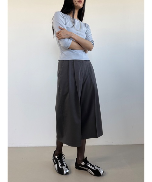 Didot.showroom（ディドット ショールーム）の「【DIDOT.】ツータックワイドミディスラックス（スラックス・レディース・ブラック/ネイビー/チャコール・M/S）」の16枚目の写真
