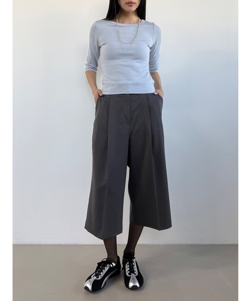 Didot.showroom（ディドット ショールーム）の「【DIDOT.】ツータックワイドミディスラックス（スラックス・レディース・ブラック/ネイビー/チャコール・M/S）」の22枚目の写真