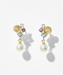 Jewel closet by L&Co.（ジュエルクローゼットバイエルアンドコー）の「K10 シェルパール カラーストーン ピアス（ピアス（両耳用）・メンズ）」