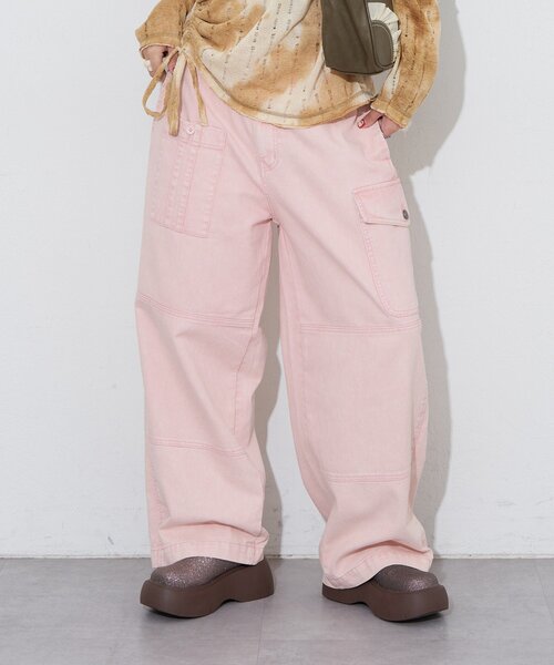 CIAOPANIC（チャオパニック）の「【ANTI WARP /アンチワープ】コンバットデニムパンツ（デニムパンツ・レディース・ピンク/ベージュ/ブルー・MEDIUM/SMALL/LARGE）」の3枚目の写真