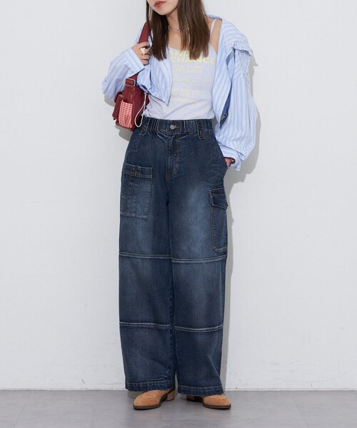 CIAOPANIC（チャオパニック）の「【ANTI WARP /アンチワープ】コンバットデニムパンツ（デニムパンツ・レディース・ピンク/ベージュ/ブルー・MEDIUM/SMALL/LARGE）」の6枚目の写真