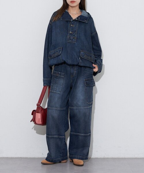 CIAOPANIC（チャオパニック）の「【ANTI WARP /アンチワープ】コンバットデニムパンツ（デニムパンツ・レディース・ピンク/ベージュ/ブルー・MEDIUM/SMALL/LARGE）」の9枚目の写真