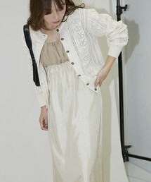 PUBLUX（パブリュクス）の「PUBLUX/パブリュクス 異素材 シャーリング サテン ワンピース　限定展開（ワンピース）」