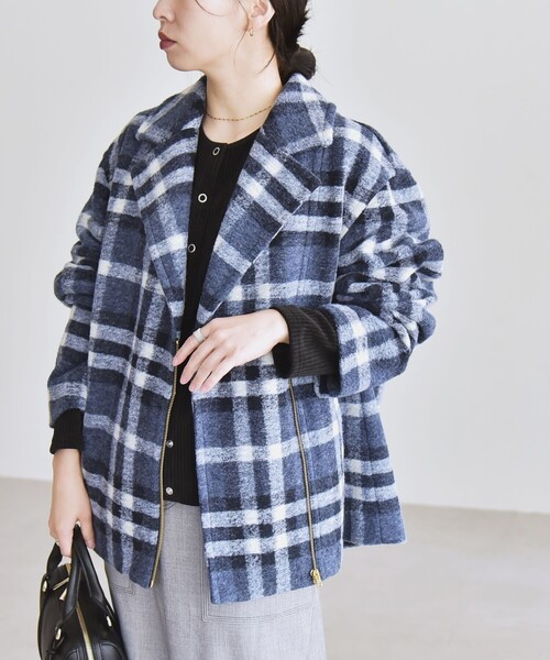 quaranciel: ボンディング チェック ライダース コート（その他