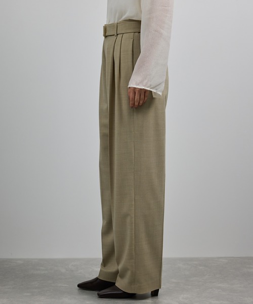 ROPE'（ロペ）の「【洗える】ウール混ツイル ベルト付きツータックワイドパンツ/セットアップ対応【WEB・一部店舗限定】（その他パンツ・レディース・ベージュ/ブラック・36/38）」の13枚目の写真