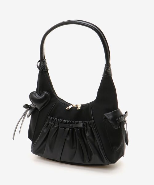 MAJESTIC LEGON（マジェスティックレゴン）の「ギャザーポケットリボンバッグ（ショルダーバッグ・レディース・ブラウン/ブラック・FREE）」の11枚目の写真