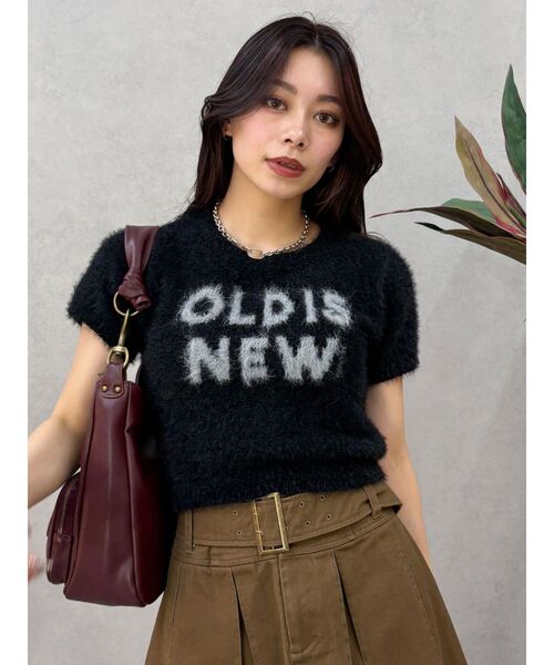 EVRIS（エヴリス）の「ジャガードロゴシャギーニットトップス（ニット/セーター・レディース・ブラック/ブルー/マスタード・FREE）」の2枚目の写真