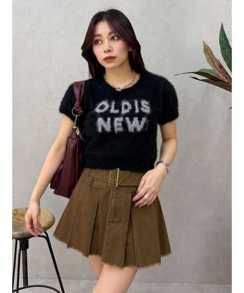 EVRIS（エヴリス）の「ジャガードロゴシャギーニットトップス（ニット/セーター・レディース・ブラック/ブルー/マスタード・FREE）」の5枚目の写真