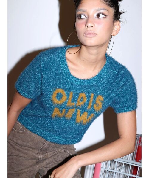 EVRIS（エヴリス）の「ジャガードロゴシャギーニットトップス（ニット/セーター・レディース・ブラック/ブルー/マスタード・FREE）」の15枚目の写真