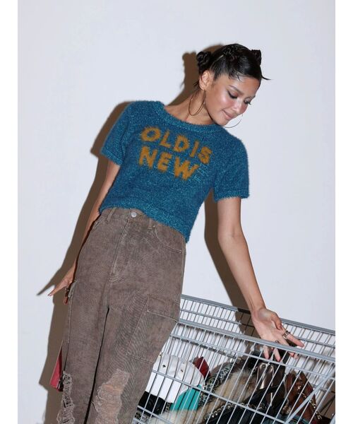 EVRIS（エヴリス）の「ジャガードロゴシャギーニットトップス（ニット/セーター・レディース・ブラック/ブルー/マスタード・FREE）」の18枚目の写真