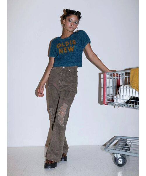 EVRIS（エヴリス）の「ジャガードロゴシャギーニットトップス（ニット/セーター・レディース・ブラック/ブルー/マスタード・FREE）」の19枚目の写真