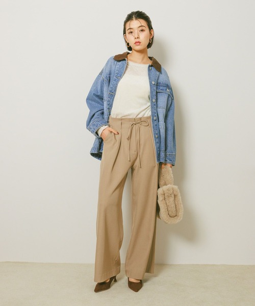 BAYFLOW（ベイフロー）の「ウエストリボンタックパンツ（その他パンツ・レディース・ベージュ/ブラック/グレー・FREE）」の6枚目の写真