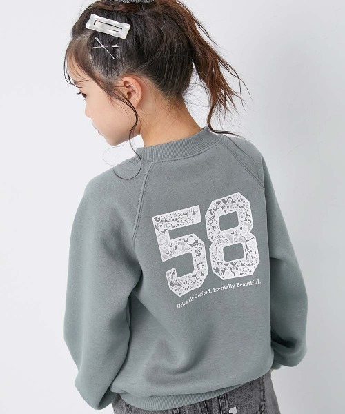 セール】デビラボ ガールズ プリント 裏起毛 ラグラントレーナー