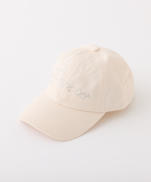 one after another NICE CLAUP（ワンアフターアナザーナイスクラップ）の「ビジューロゴキャップ（キャップ・レディース・ブラック/ピンク/アイボリー・FREE）」の4枚目の写真