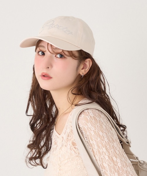 one after another NICE CLAUP（ワンアフターアナザーナイスクラップ）の「ビジューロゴキャップ（キャップ・レディース・ブラック/ピンク/アイボリー・FREE）」の10枚目の写真