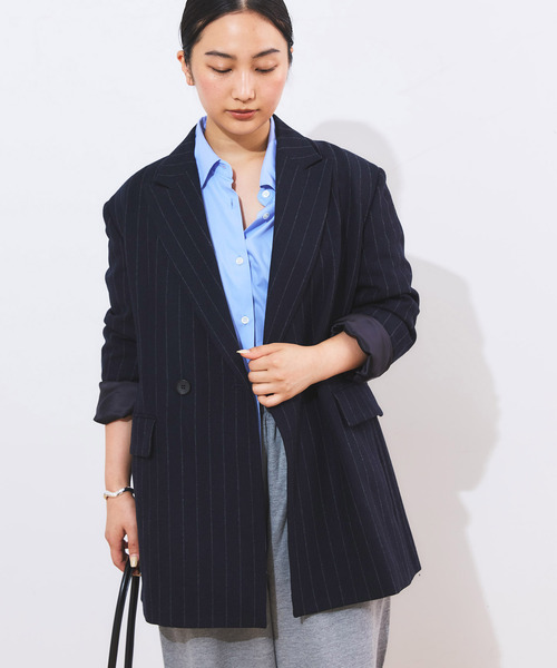 セール】クラシックストライプジャケット（テーラードジャケット
