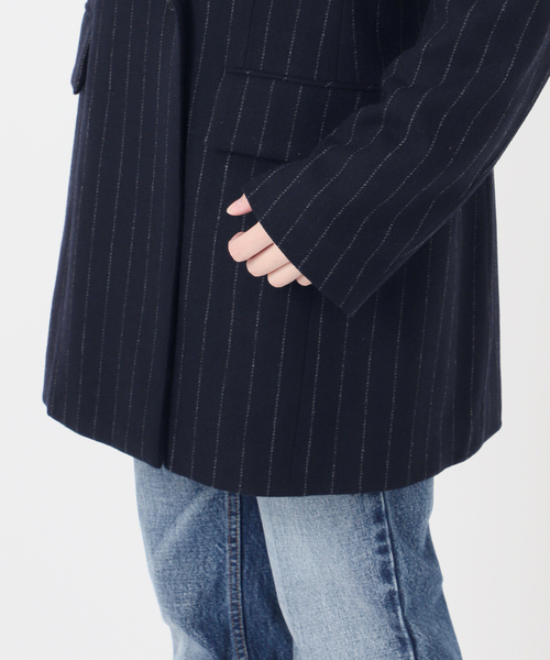 journal standard L'essage（ジャーナルスタンダードレサージュ）の「クラシックストライプジャケット（テーラードジャケット・レディース・ネイビー/チャコールグレー・FREE）」の11枚目の写真