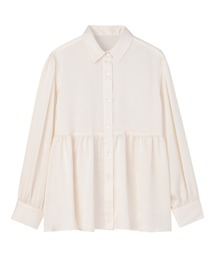 TOKYO SHIRTS | クラッシュスエード ペプラムシャツブラウス 長袖(シャツ/ブラウス)